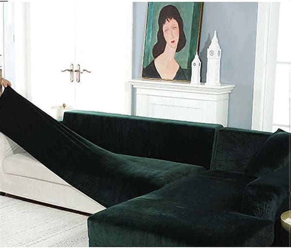 Stretch Sofföverdrag Plysch Halkfritt 1 Del Mörkgrön (1 Sits/90-140cm)