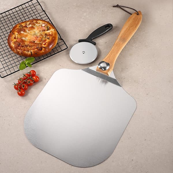 Pizzaspade med sammenleggbart trehåndtak, pizzaspade - høykvalitets aluminium pizza P