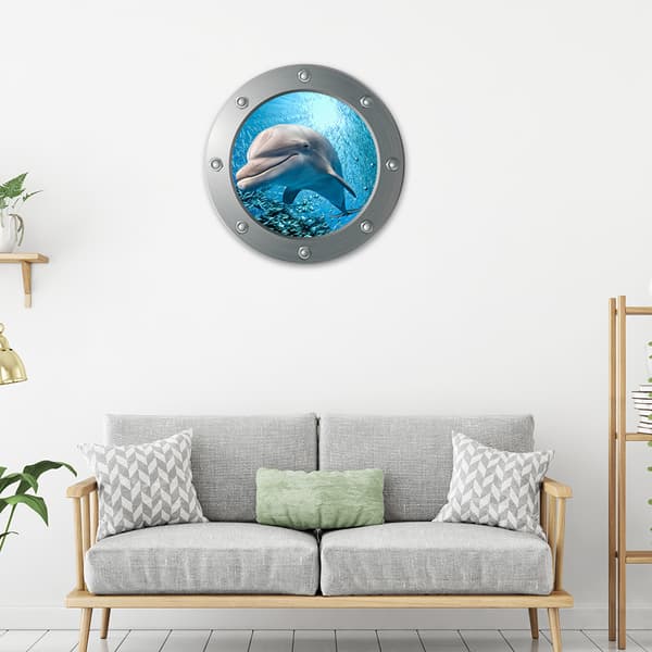 Ocean World Wall Stickers 3D Dolphin Sea Life Wall Decals Window