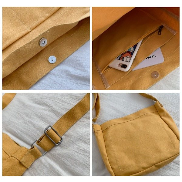 Canvasväska Mode Messenger Väska Student Axelväska vit