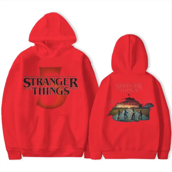 Stranger Things 5 Hettegenser – Unisex – Varm fleecefôret genser – Høst/Vinter Rød 3 L Red 3 L
