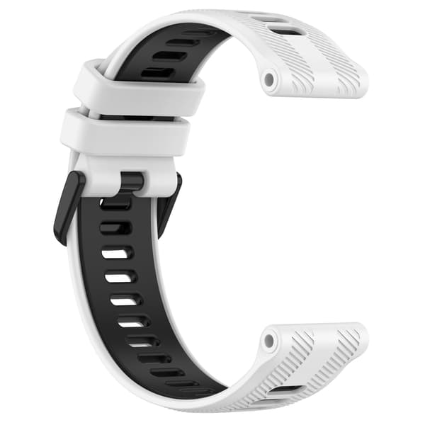 Valkoinen ja musta silikoninen kellonranneke Garmin Forerunner 965:lle
