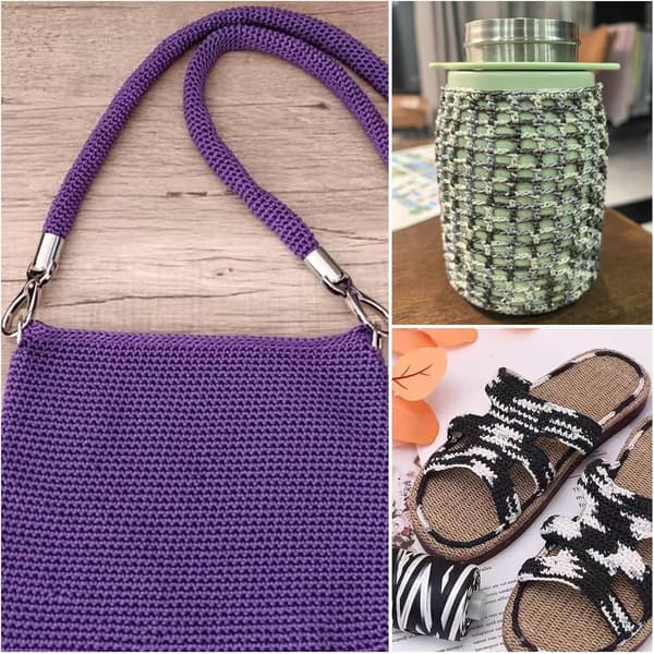 3 mm lila handvirkande garn issilke polyestertråd Purple