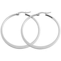 Runde blanke tynne hoop / creoler sølvøredobber i rustfritt stål - 3,9 cm sølv Silver