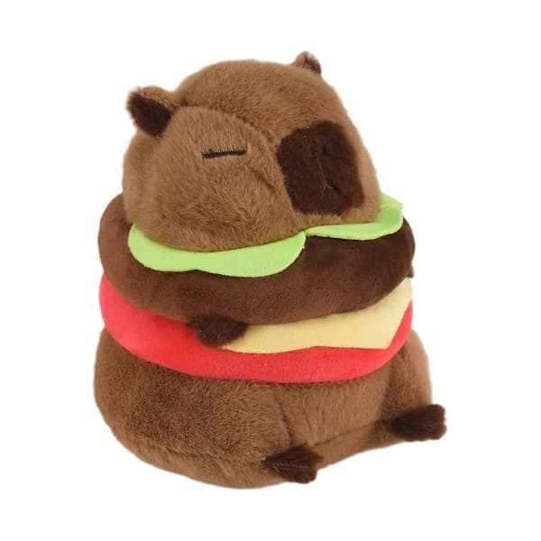 (Pow yeah!) Realistic Capybara Burger Plush, Cute Capybara Stuffed Animal Pillow Plush Toy, Soft Hamburger Foo As Shown