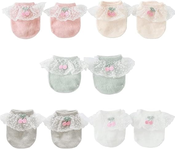 6-18 måneder Multipack søde blomstermønstrede baby pige strømper med flæse