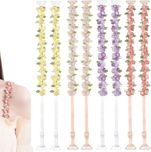 4 par blommiga BH-band