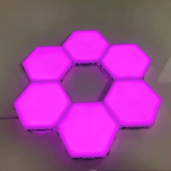 LED Vegglampe Sekskant / Honeycomb / antum med fjernkontroll - 6 moduler