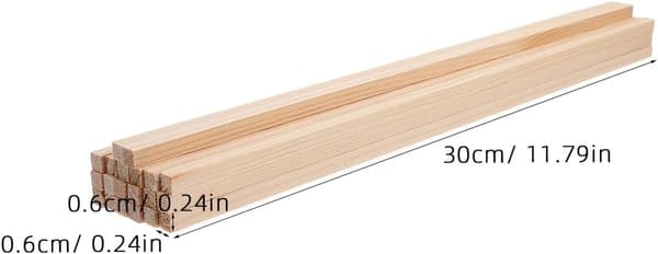 20 pcs Square Wooden Dowels 300mm x 6mm Pine Dowel Rods