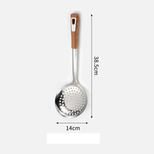 Thick Stainless Steel Slotted Spoon with Long Handle for Safe Cooking and Baking in the Kitchen - 14 Inch