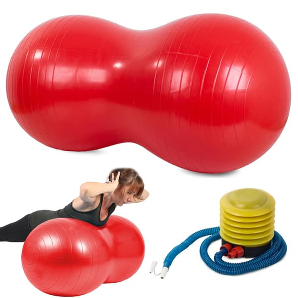 Træningsbold / Pilatesbold med Pumpe - Peanut Rød red