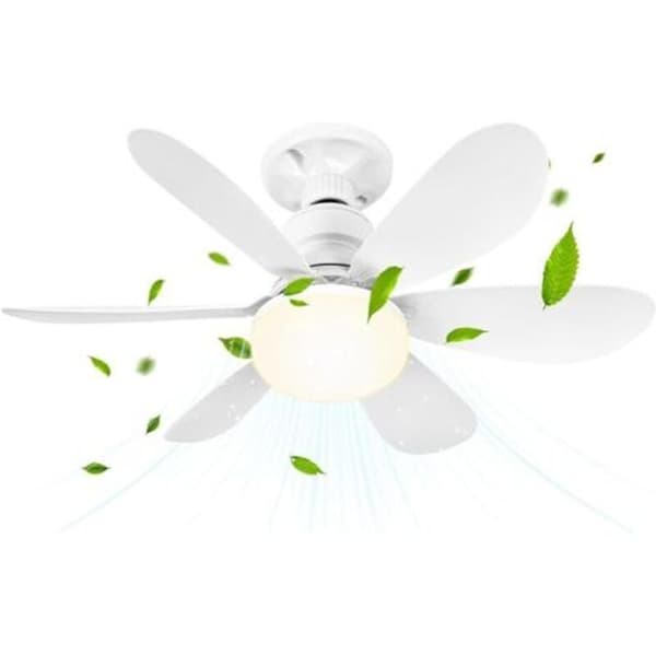 Ceiling Fan with Light and Remote Control, 52CM 40W Small Dimmable LED Ceiling Fan with E27 Socket