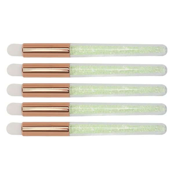 5 Pcs Round Tip Lip Brushes with Rhinestone Handle, Soft Bristles, Lipstick Applicator