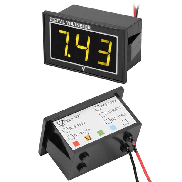 Digital LED Vanntett DC Voltmeter Panel 2.5-30V Gul
