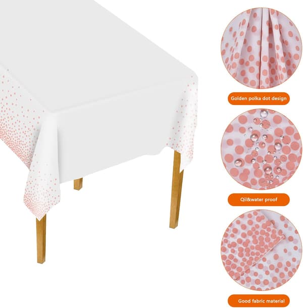 2-pack guldfärgade prickiga bordsdukar, festdukar, 137x274 cm Rec