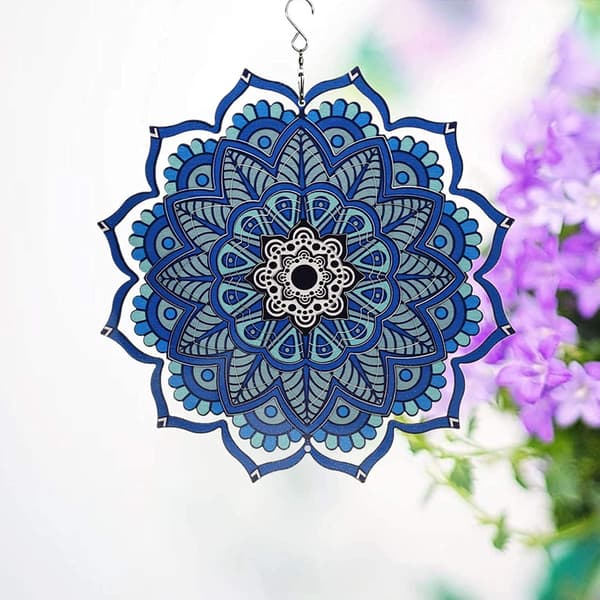 Vindsnurra Mandala 30cm - 3D Hængende Havepynt i Rustfrit Stål