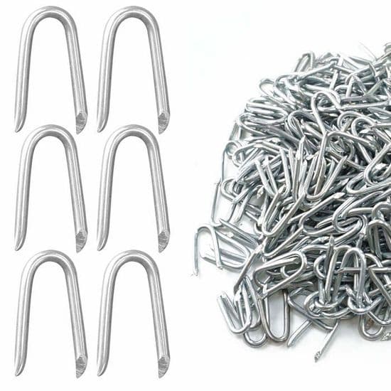 U-formede spiker for gjerder, 500g (ca. 350 stk), 25mm galvaniserte gjerdeklemmer, gjerdeklammer for YYV-gjerder