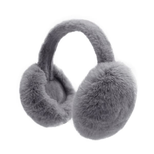 Helt grått hår vinterplysch öronmuffar för flickor kvinnor elegant varmt öronprotek
