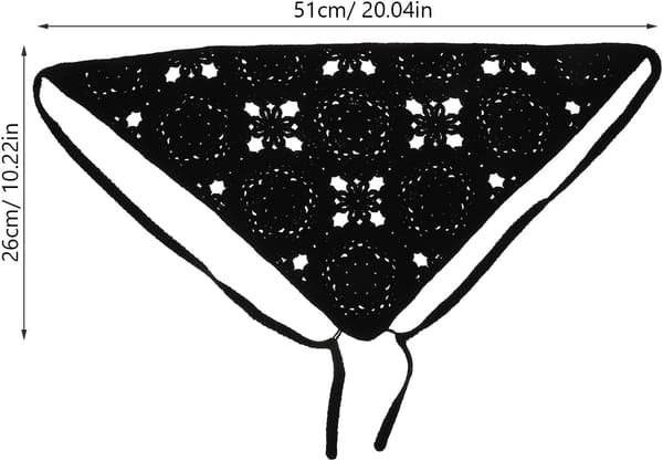 2 stk. hæklede trekantede hovedtørklæder til kvinder, lette strikkede bandana-hårtilbehør i sort og beige