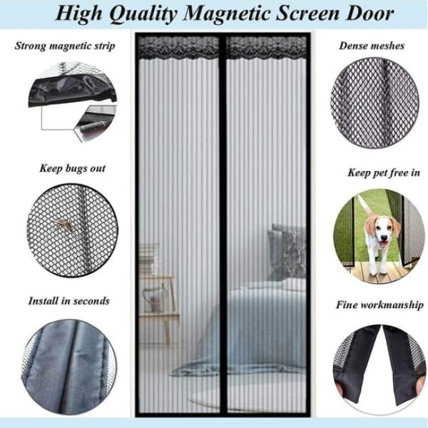 90 x 210 CM Magnetisk dør insektnet mesh dørgardin top-til-