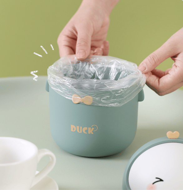 Cute Little Green Cartoon Trash Can, Mini Office Waste Bin