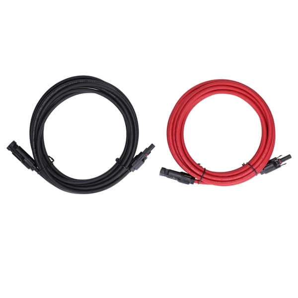 2 stk. solcelleforlængerkabel 10AWG 6mm² solcelleforlængerkabel nominel spænding 1000V DC rød sort 5m / 16.4ft