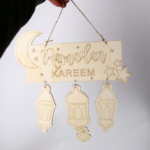 Eid Träfigurer Form Heminredning Ramadan Dekoration Islamisk för Muslimsk Fest