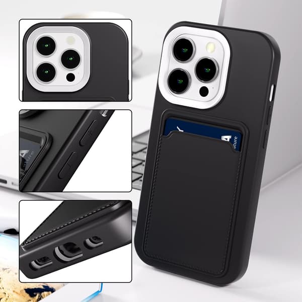 Mjukt TPU-telefonfodral kompatibelt med Apple iPhone 16 Pro, baksida med kortfack [JUN]