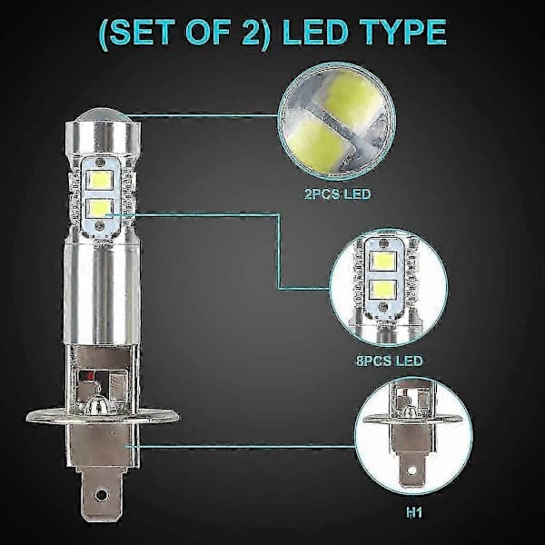 (pow yeah!) 2x H1 LED Headlight High/Low Beam & Fog Light Bulbs Conversion Kit 100W 6000K