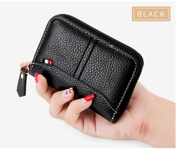 RFID-blocking leather card holder for women