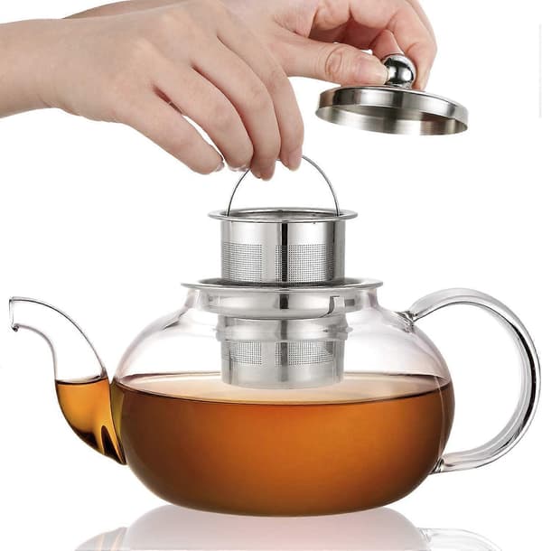 Glas tekande med infuser, 975 ml, komfur sikker til løs te [JUN] style1048 style1048
