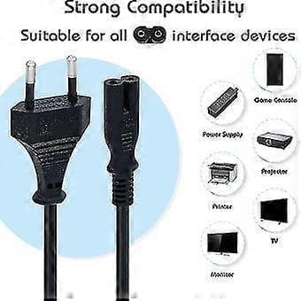 EU-strømkabel 1,5m C7 Bipolar 2 for PS5PS4PS3Xbox Series XS - Svart