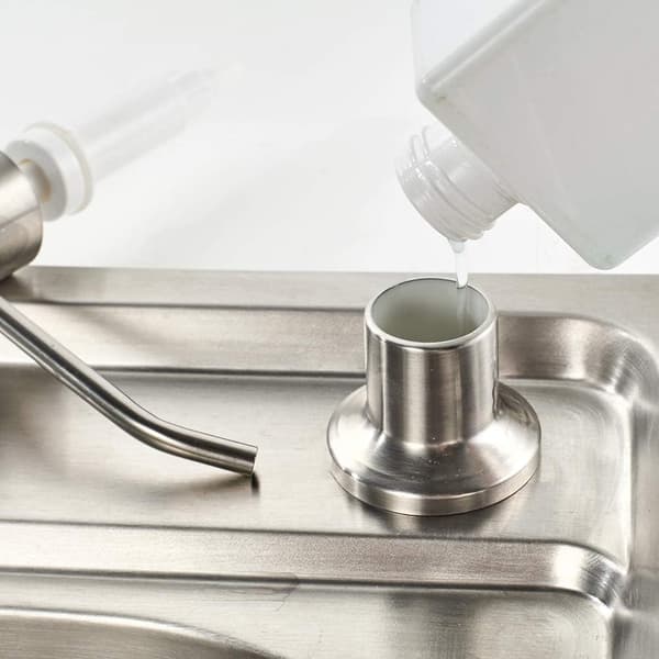 Silver Diskbänk Tvåldispenser 500ML, Flytande Pump Diffuser, Dold Diskmedelsdispenser, Krom