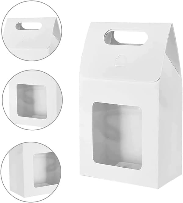 25 stk Kraftpapir gaveposer, Gavepose med vindu, Papirposer