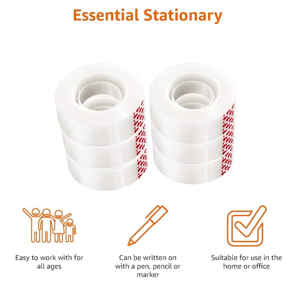 Invisible Tape Makes it Difficult to Leave Traces When Writing or Copying Matte Tape, 6-Pack, Transparency, 0.78\" W x 1000\" (27.8 m)