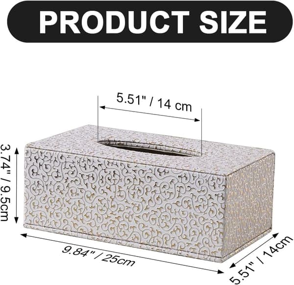 1 stk hvit PU-skinn papirhåndklebokser, rektangulær papirhåndkledispenser T