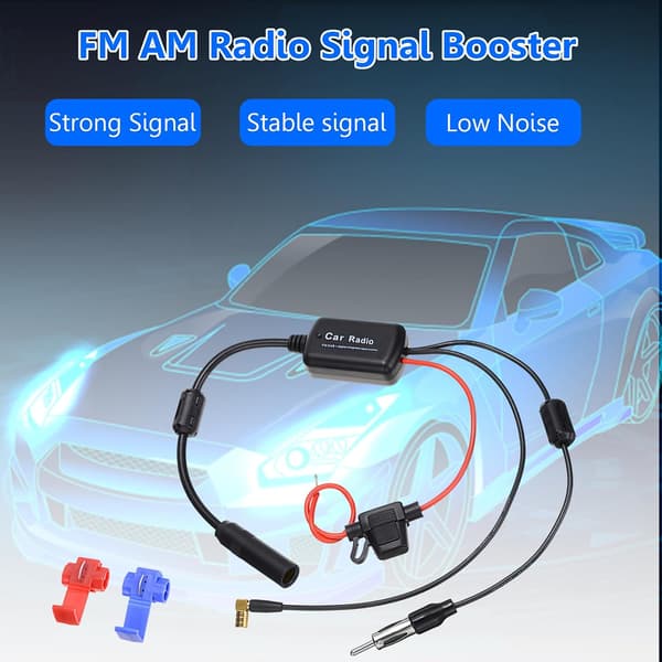 Kompatibel FM AM DAB DAB Splitter Bilradio Antenneforstærker 12V-24V Bilantenne Signalforstærker SMB til DIN-adapter Splitter til Lastbil Bil