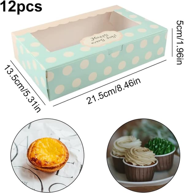 12-delad kartong kaklåda, bakverkslåda, julklappsask, kaklåda, jullåda, macaronlåda, julbakverk, macaronlåda, transparent ca