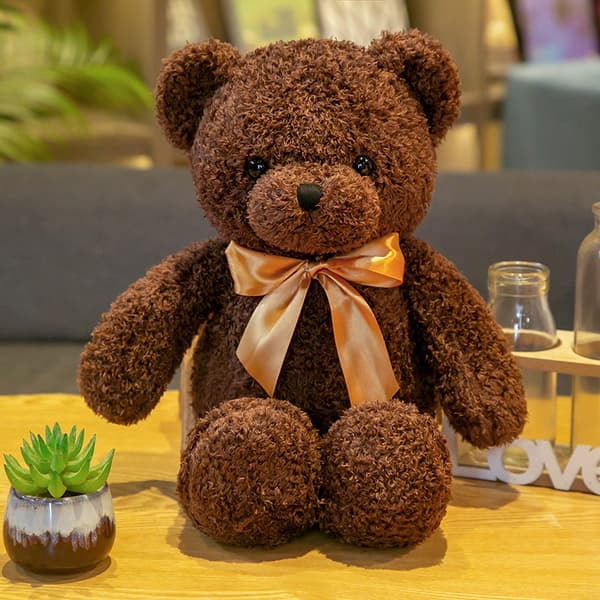Teddy Bear, Bear Doll, Pillow, Dark Brown, Bow Tie, 50cm