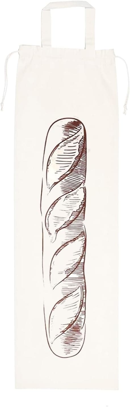 Baguettpose, gjenbrukbar brødoppbevaringspose, 16 x 64 cm - Bomull. Holdbar brødpose for langvarig friskhet.