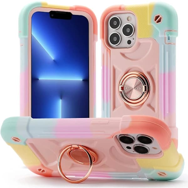 Kompatibelt iPhone 13 Pro Max-deksel 6,7 tommer med ringholder, kraftig