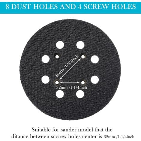 2 stk. 125 mm udskiftningsplade til orbitalsliber med velcro, 8 huller, slibeunderlag (blå)