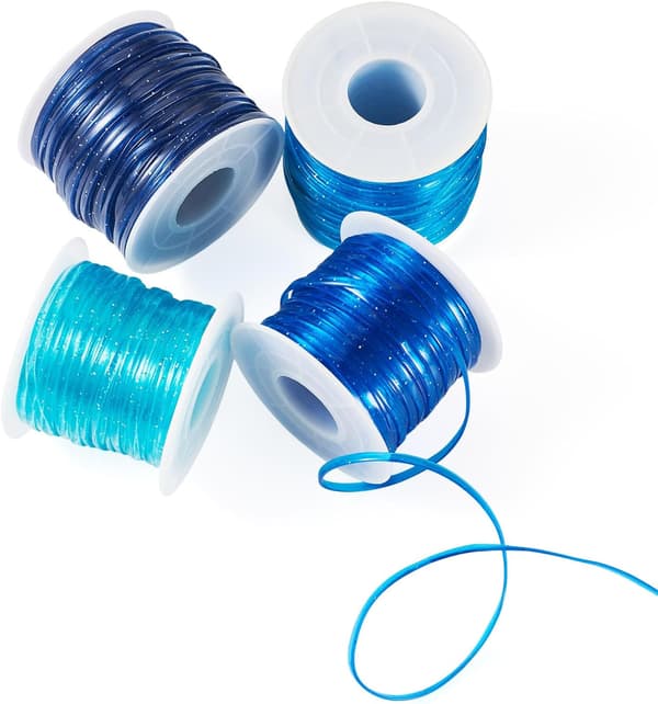Platta glitterband 3 mm blå snörning för vänskapsarmband Blue