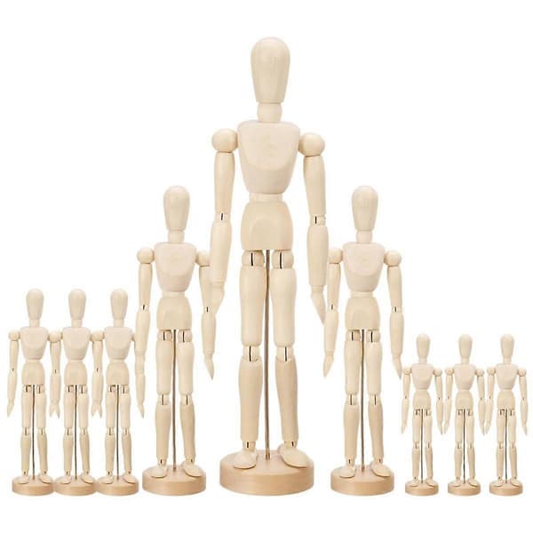 9 st Konstnärsmodell Trämannekäng Rörlig Figur Modell med Ställ Flexibel Led