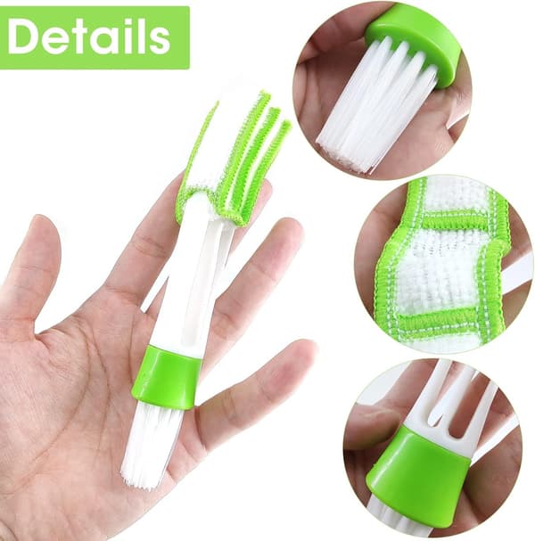 Blind Cleaning Tool - 2-in-1 Slat Duster with Microfiber Cloth - Adjustable Dust Brush for Window Blinds Grey grey