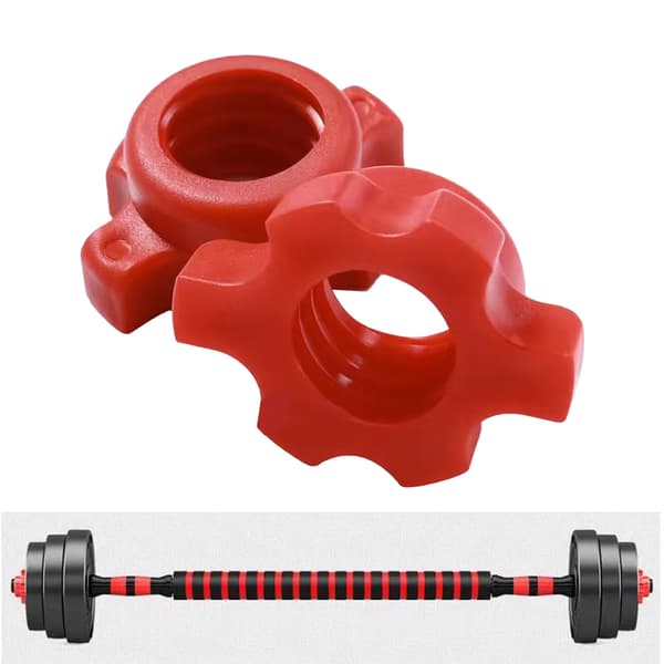 2 Red Spinlock Collars Anti-Slip Stable Secure Easy-to-Operate Weightlifting Dumbbell Accessories