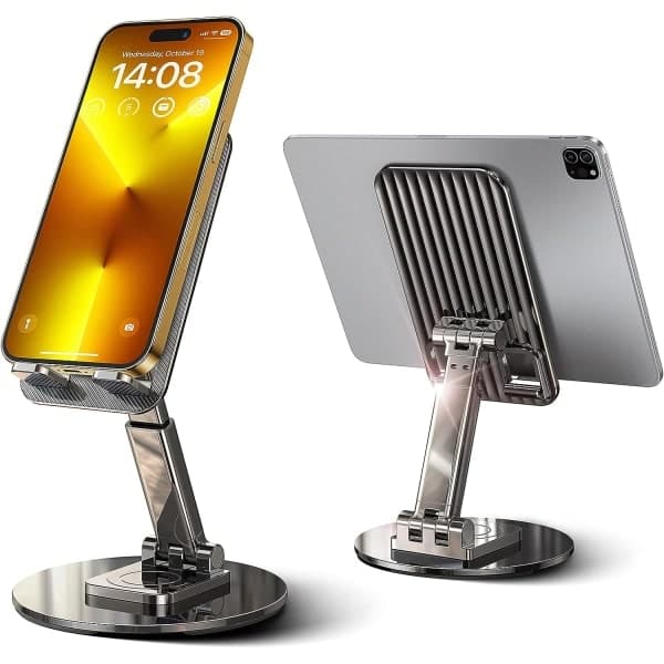 Rotatable Cell Phone Holder for Desk Foldable iPhone Stand for Desk Height Adjustable Phone Holder Portable Cradle Desk Dock