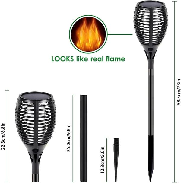 Solar Torch Light (Extra Large Size) 4-Pack with Waterproof Flickering