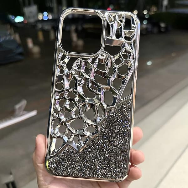 For iPhone 14 Pro Diamond Style Hollow Heat Dissipation Electroplated TPU Phone Case