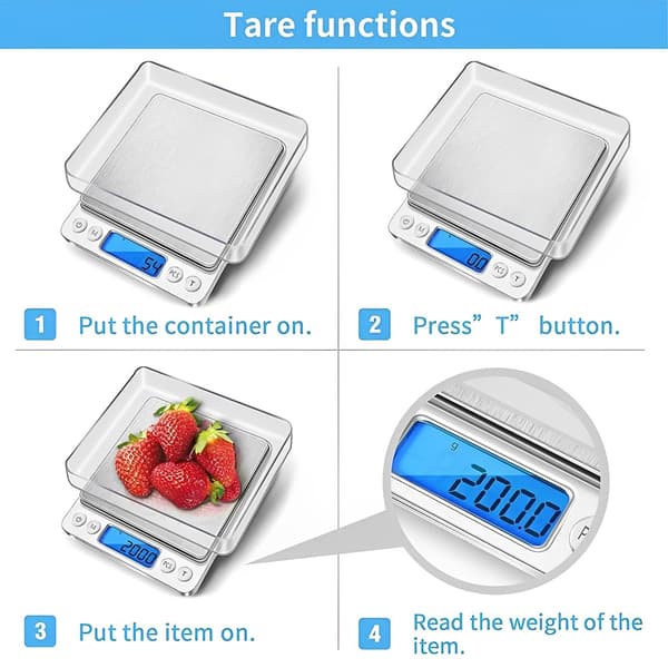 Digital Kitchen Scale 3000g/0.1g Mini Electric Kitchen Scale Small Food Scale Precision Scale Tare Weight Unit Conversion Long Battery Life